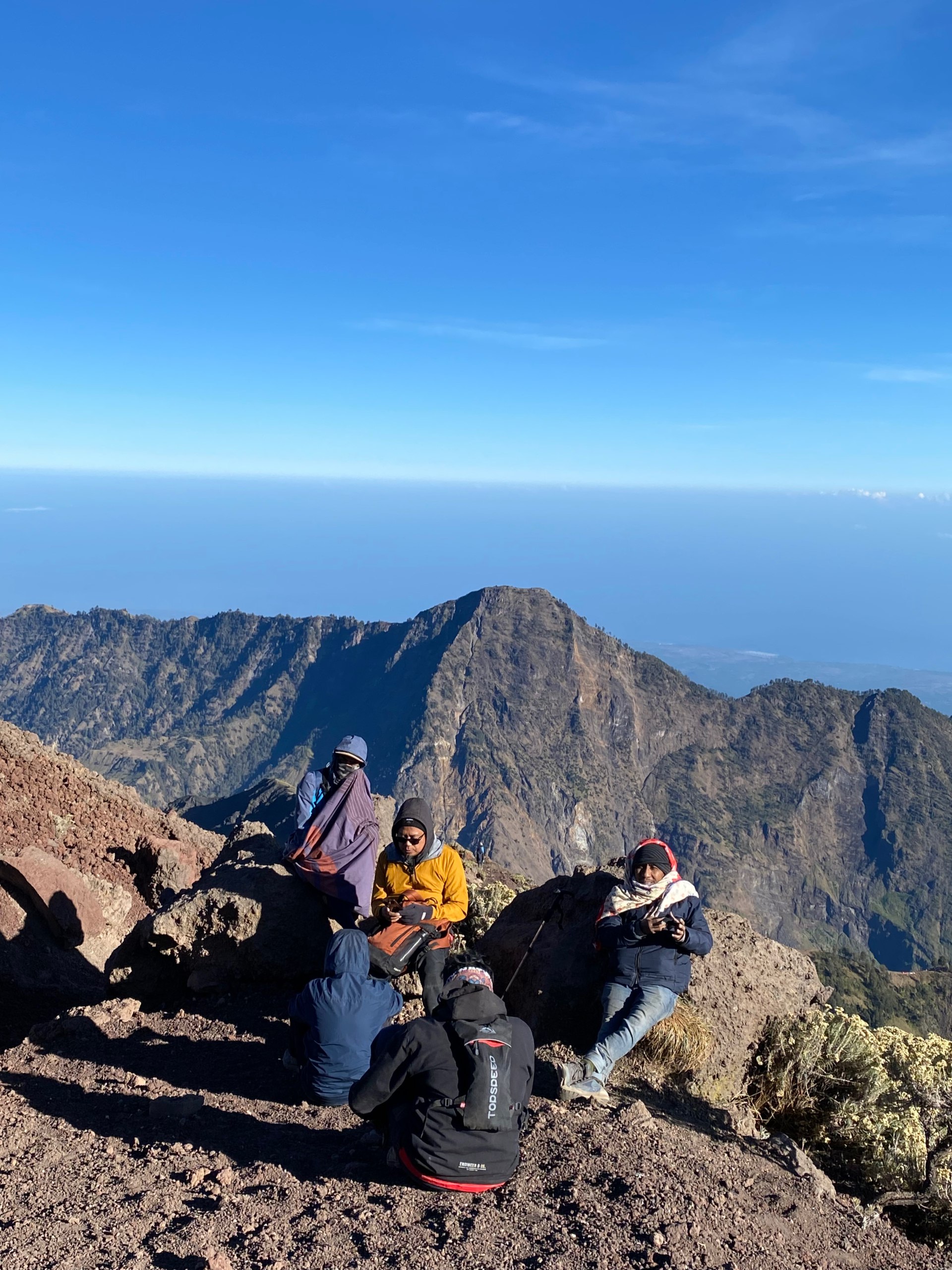 Resting at Rinjani Summit